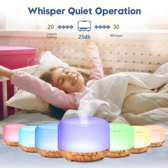 500ml USB-Powered Wood Grain Aromatherapy Diffuser with Remote Control - Auto Shut-Off and Soothing Essential Oil Aroma for Home, Office, and Bedroom