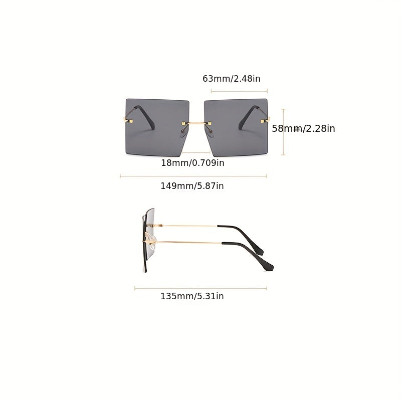 Oversized Gradient Sun Shades - Frameless Design, Trendy Gradient Lenses, Stylish Unisex Glasses - Perfect for Summer Outings, Beach Party Essential for Women and Men