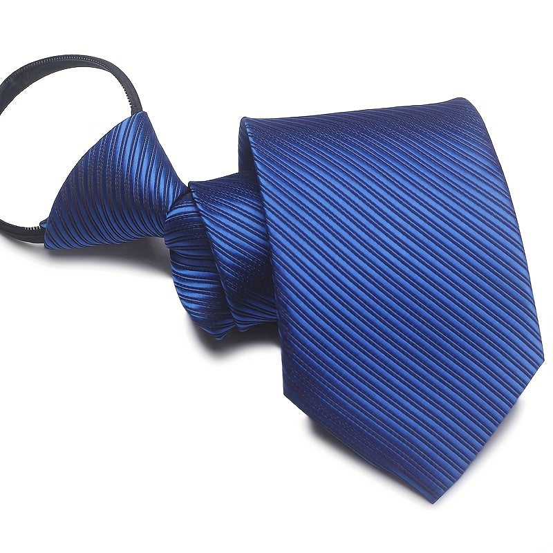 1pc 7CM/2.75inch Easy-Pull Lazy Tie - Convenient, One-Handed Adjustment, Time-Saving, Stylish Accessory for Business, Leisure - Ideal Gift Choice for Men, Navy Blue Series