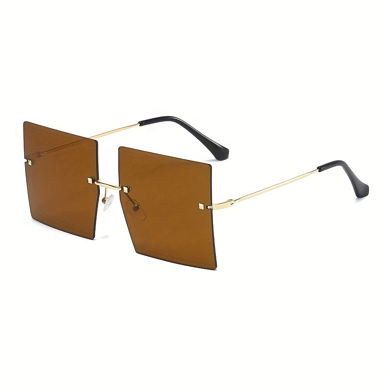 Oversized Gradient Sun Shades - Frameless Design, Trendy Gradient Lenses, Stylish Unisex Glasses - Perfect for Summer Outings, Beach Party Essential for Women and Men