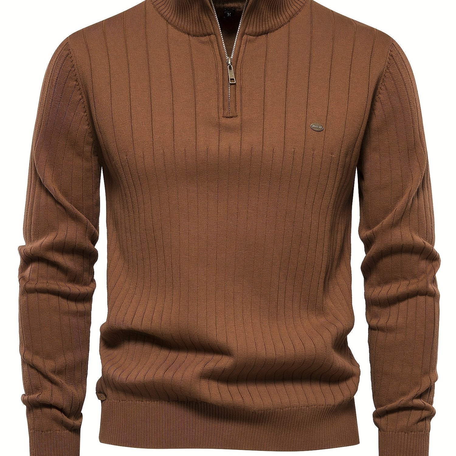 Men's Casual Cotton Warm Slightly Stretch Half Zipper Stand Collar Pullover Sweater For Men Fall Winter