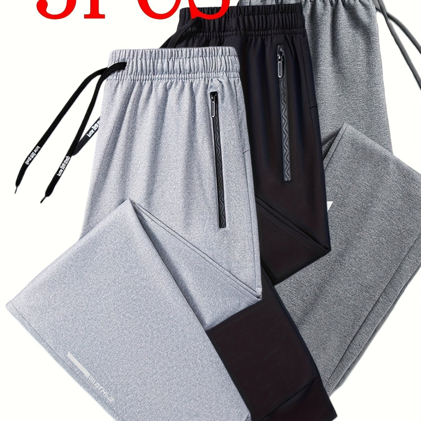 3pcs, Men's Pants Sports Casual, Stretch Loose, Premium, Zipper Leg Pants, Outdoor, Gifts, Men's Sweatpants,, Sweatpants Men, Joggers for Men, Pants for Men, Men's Trousers, Gifts for Men, Mens Christmas Gifts, Mens Gifts Ide