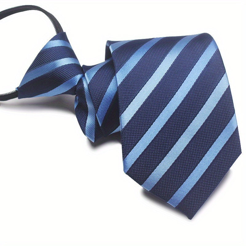 1pc 7CM/2.75inch Easy-Pull Lazy Tie - Convenient, One-Handed Adjustment, Time-Saving, Stylish Accessory for Business, Leisure - Ideal Gift Choice for Men, Navy Blue Series