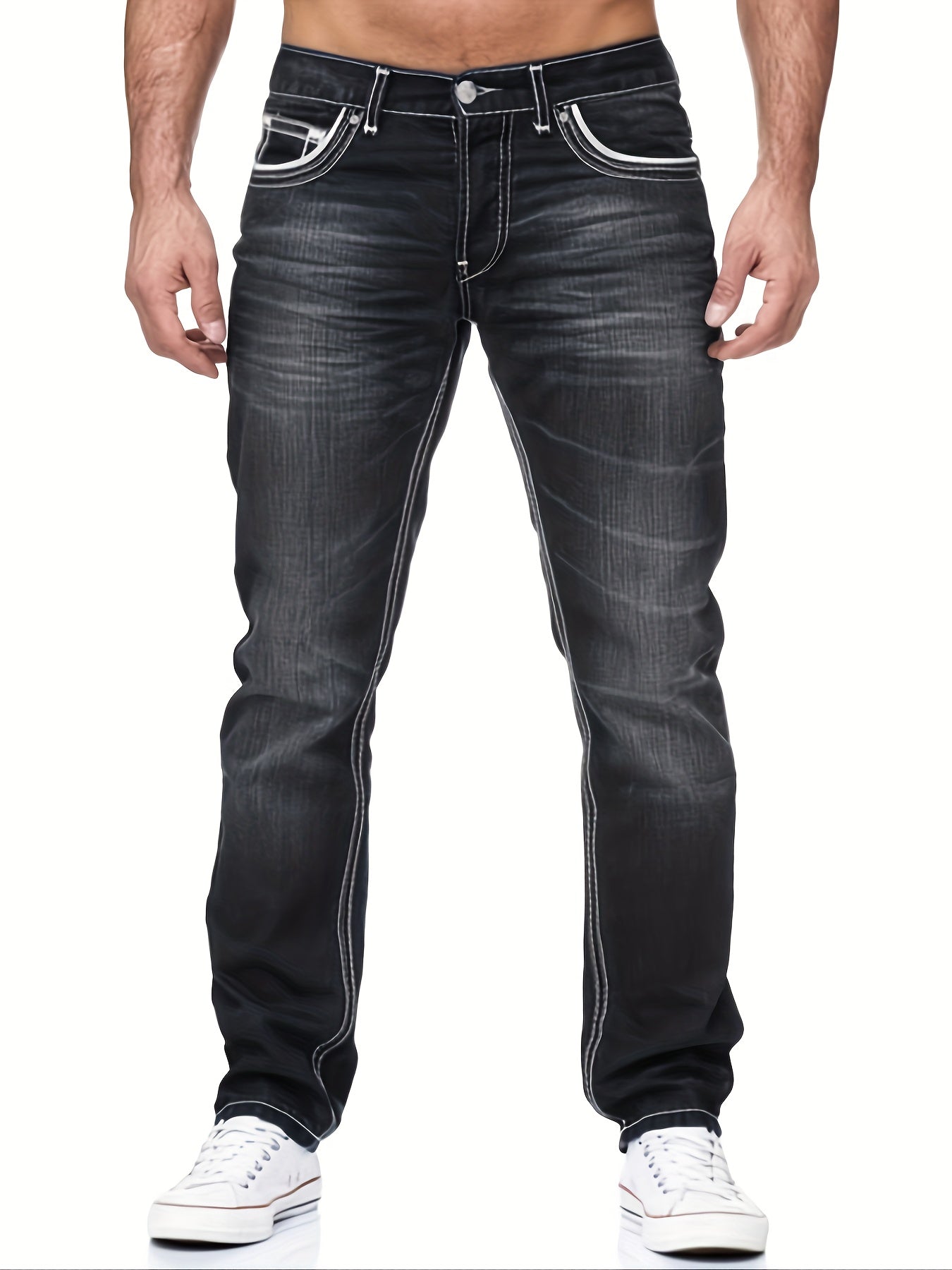 Comfy Street Style Denim Pants - Distressed, With Multiple Pockets, Fashionable and Casual Wear for Men