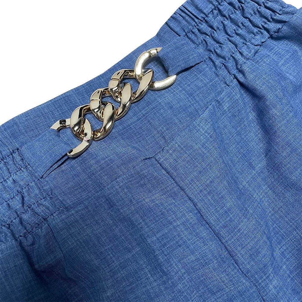 High Waist Solid Color Wide Leg Pants Summer Chic Loose Elegant Metal Flared Pant