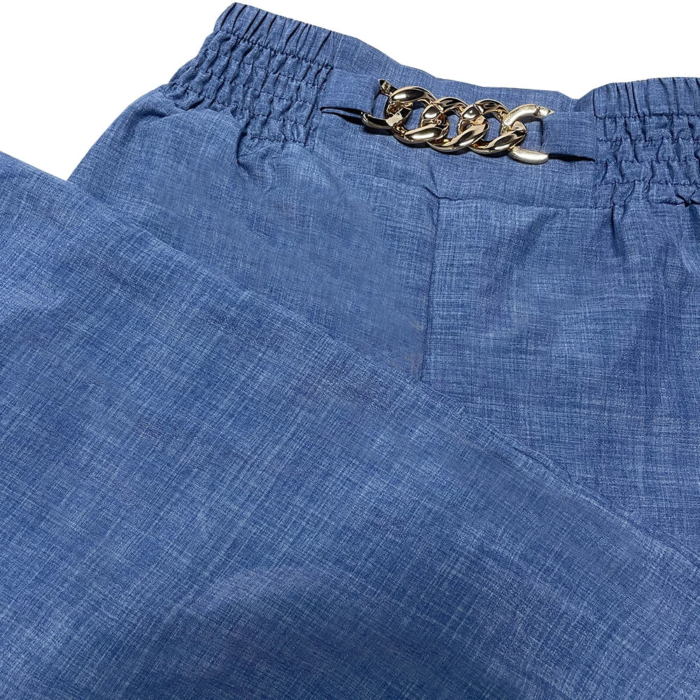 High Waist Solid Color Wide Leg Pants Summer Chic Loose Elegant Metal Flared Pant