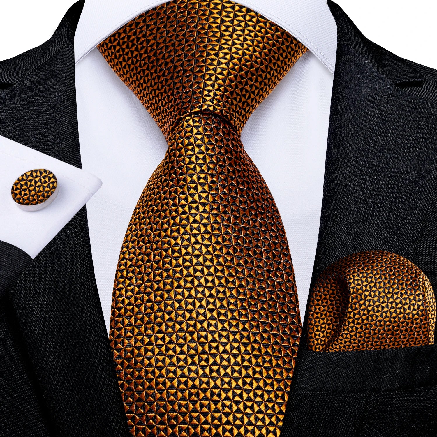 Luxury Blue Plaid Dot Ties For Men Solid Wedding Accessories Neck Tie Handkerchief Cufflinks Set Gravatas Mens Gift DiBanGu