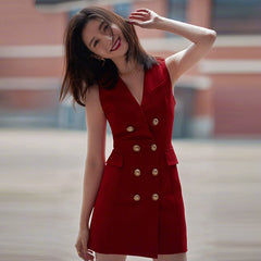 Classic Style Jiang Shuying Women's Red Business Suit and Dress