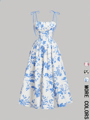 Amazon 2025 European and American New Women's Floral Printed Sling Homecoming dress Summer Sun Dress Spring Dress