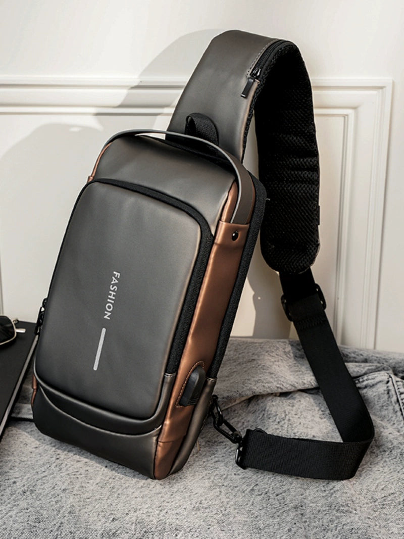 New Trendy Cool Motorcycle Bag Korean Men's Bag Casual Large Capacity Chest Bag Youth Fashion Shoulder Bag Trendy Bag