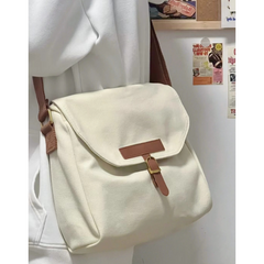 INS Style Large Capacity Canvas Bag Harajuku Retro Minimalist Casual Commuter Shoulder Bag College Student Class Messenger Bag