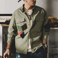 Casual Long-Sleeved Winter Ins Ethnic Style Color Matching Shirt