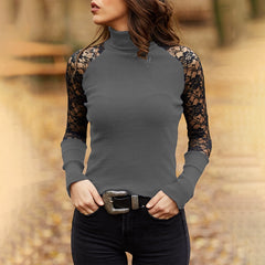 Fashion Lace Cut Out Long Sleeve T-shirt