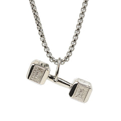 Dumbbell Necklace Trendy Hip Hop Fitness Sports Titanium Steel Dumbbell Pendant Necklace for Men Hiphop Fashion