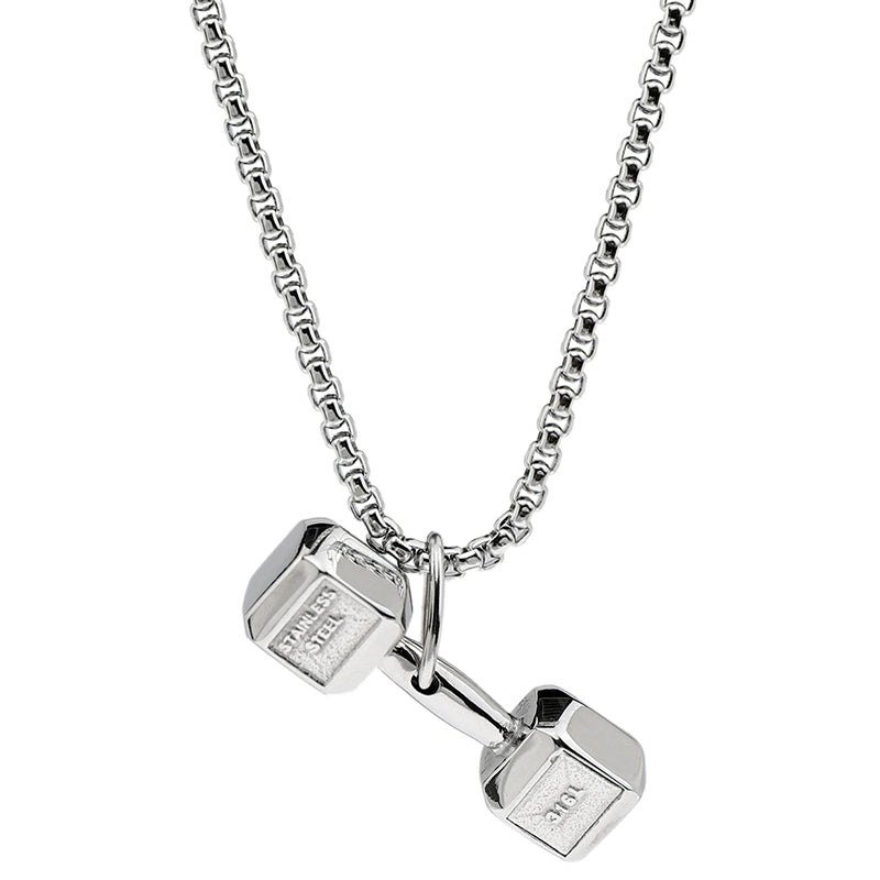 Dumbbell Necklace Trendy Hip Hop Fitness Sports Titanium Steel Dumbbell Pendant Necklace for Men Hiphop Fashion