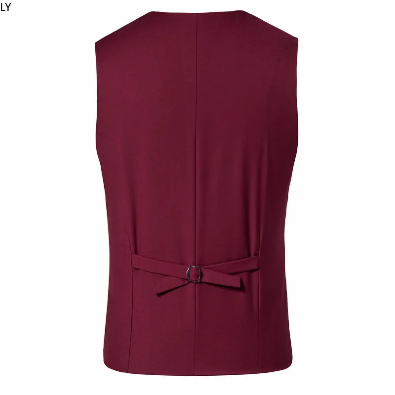 Mens Suit Vest Smart Casual Sleeveless Vest Single Breasted Solid Color