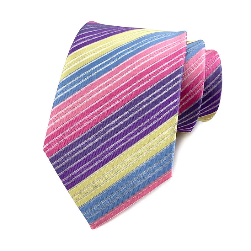 Luxury 8CM Mens Tie Necktie Striped Stripes Ties For Man Groom Jacquard Woven Neck Tie For Business Wedding Party