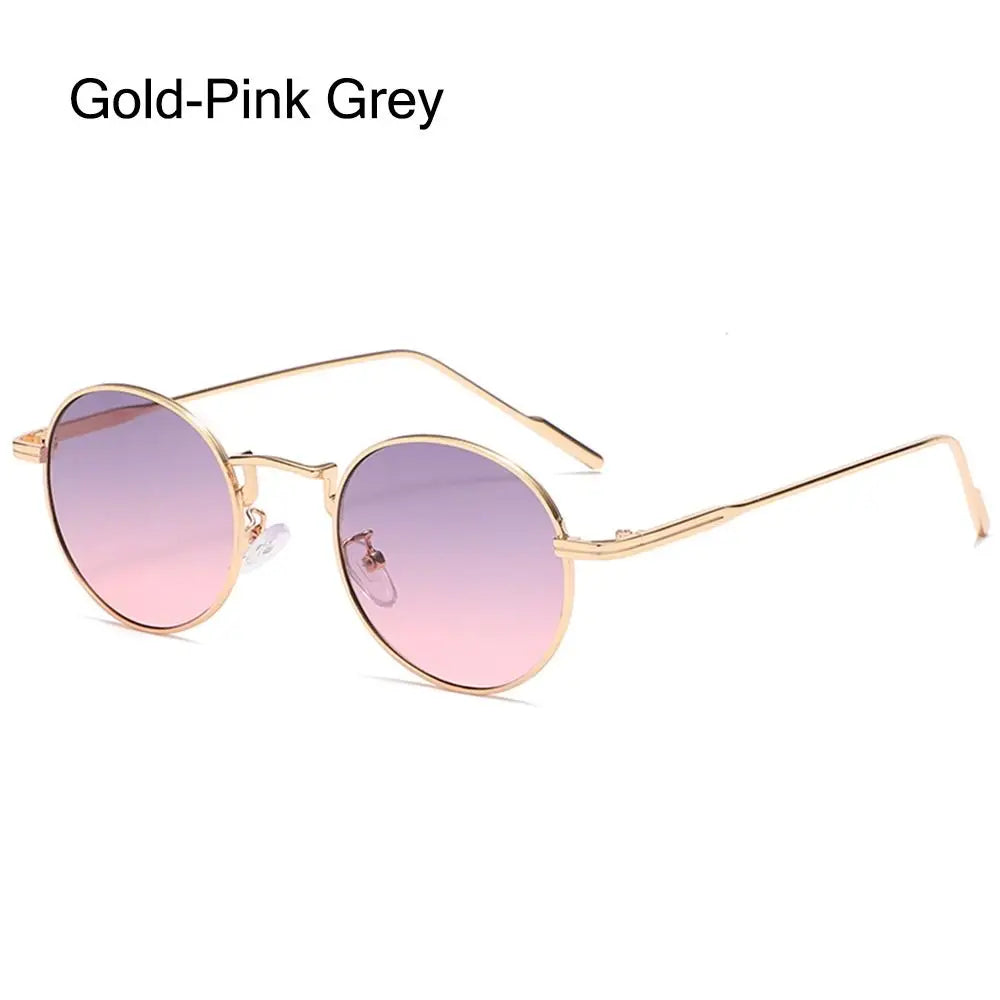Fashion Retro Black UV400 Protection Shades Sun Glasses Trendy Small Round Sunglasses for Women Men Metal Frame For Travel Beach