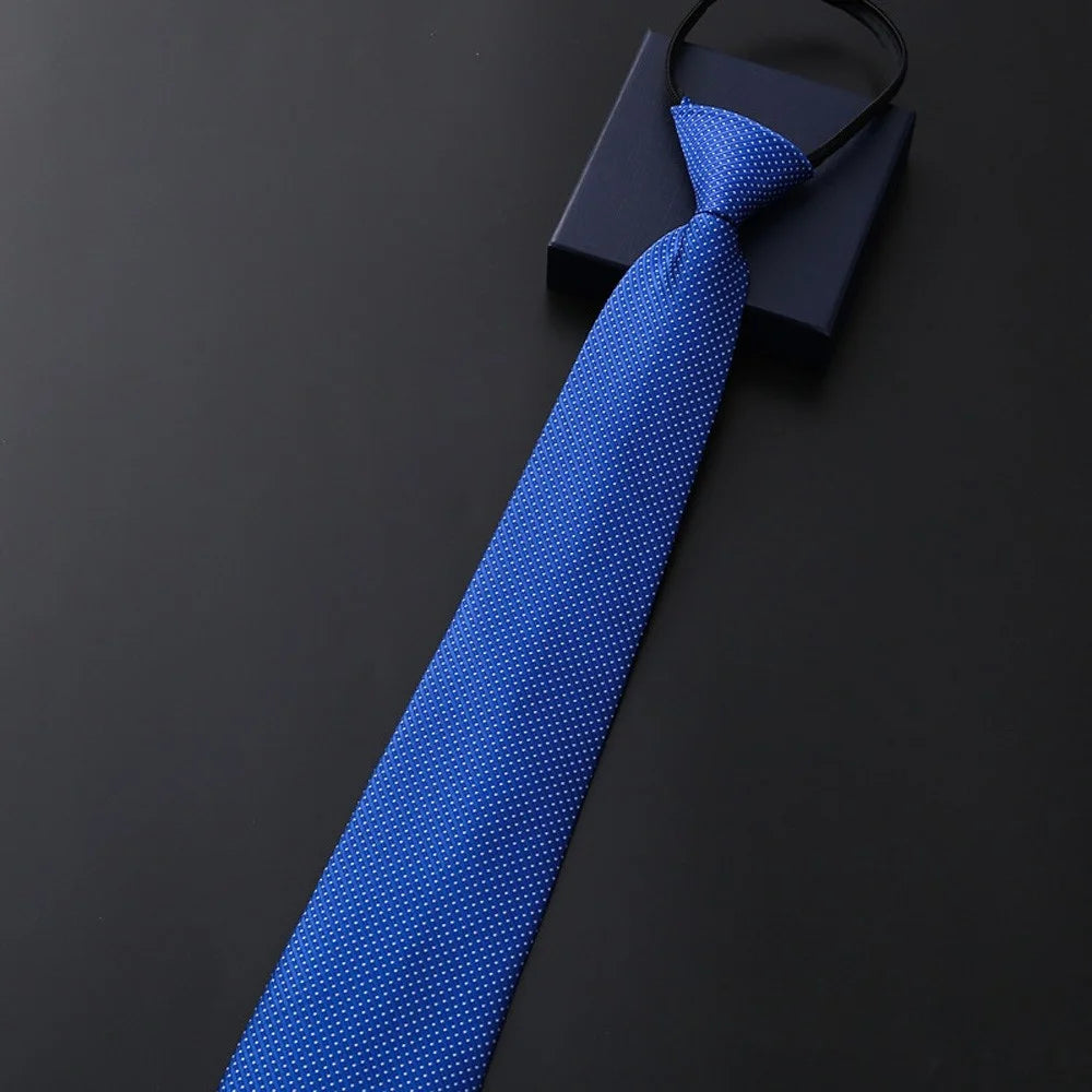 Elegant 8CM Lazy Ties Blue Black Red Striped Men Shirt Business Dress Zipper Tie Neckties Vestisens Accessories Wedding Groom