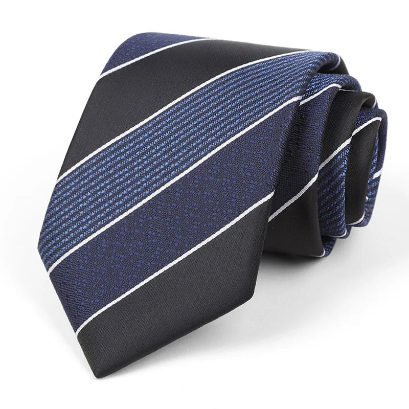 Luxury 8CM Mens Tie Necktie Striped Stripes Ties For Man Groom Jacquard Woven Neck Tie For Business Wedding Party
