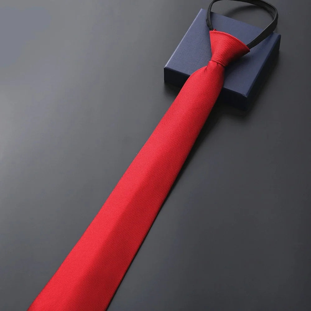 Elegant 8CM Lazy Ties Blue Black Red Striped Men Shirt Business Dress Zipper Tie Neckties Vestisens Accessories Wedding Groom