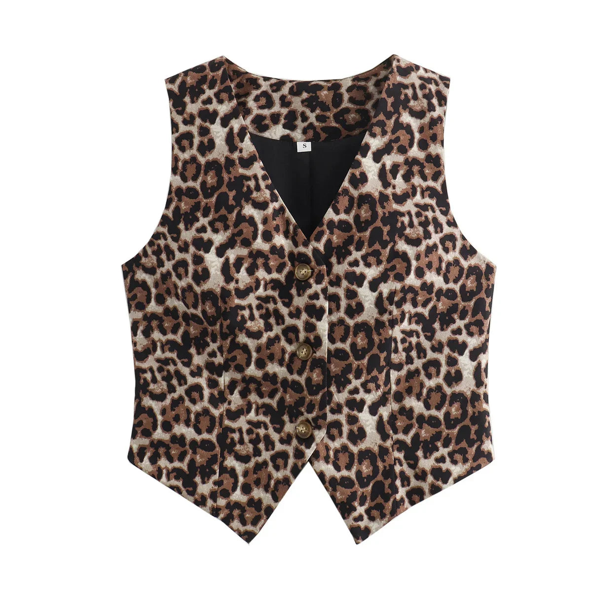TRAF Women's Vest Fashion Leopard Summer V-Neck Single-breasted Vest Top