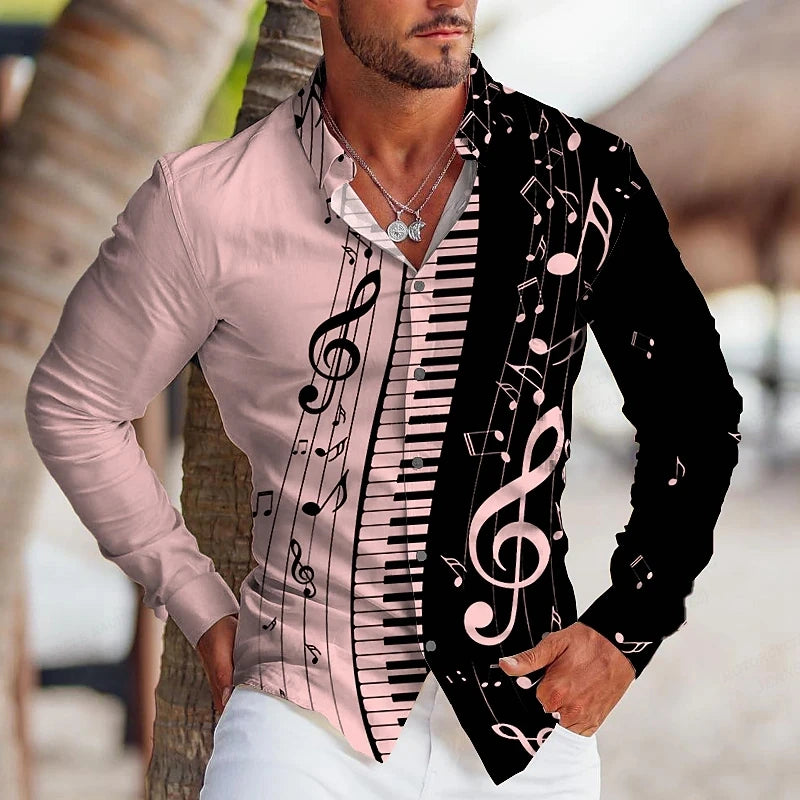 Electronic organ Hawaiian Shirts Music 3d Printed Shirts Men Fashion