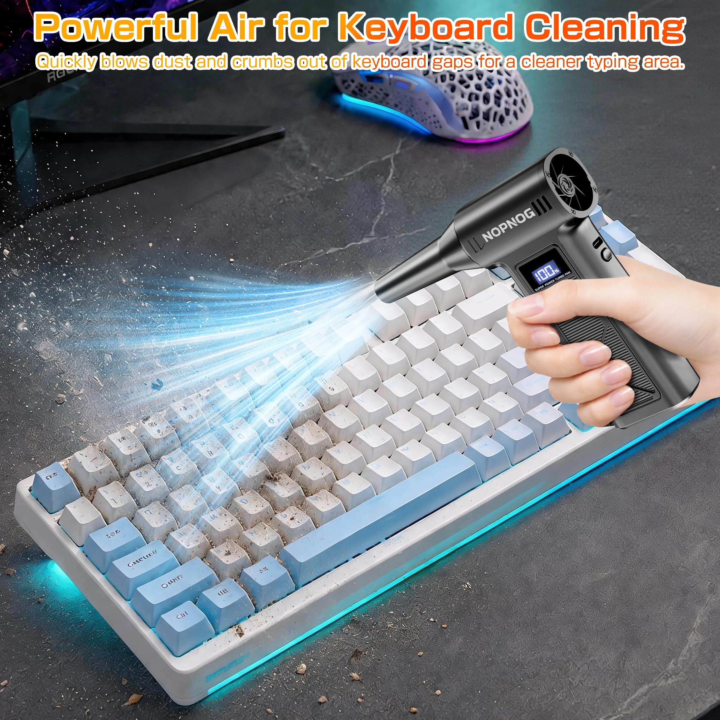 Turbo Fan Violent Jet Blower Cleaning Tools Car Vacuum Cleaner Summer Universal Hair Dryer Electric Air Duster Auto Dust Collector for Car Home Computer Keyboard Camera Outdoors Fan