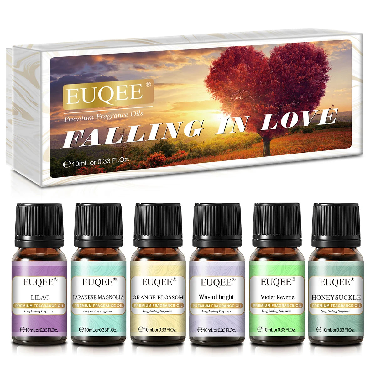 EUQEE 6pcs Fragrance Oils Set 10ml Aroma Oil Gift Box For Humidifier Diffuser Candle