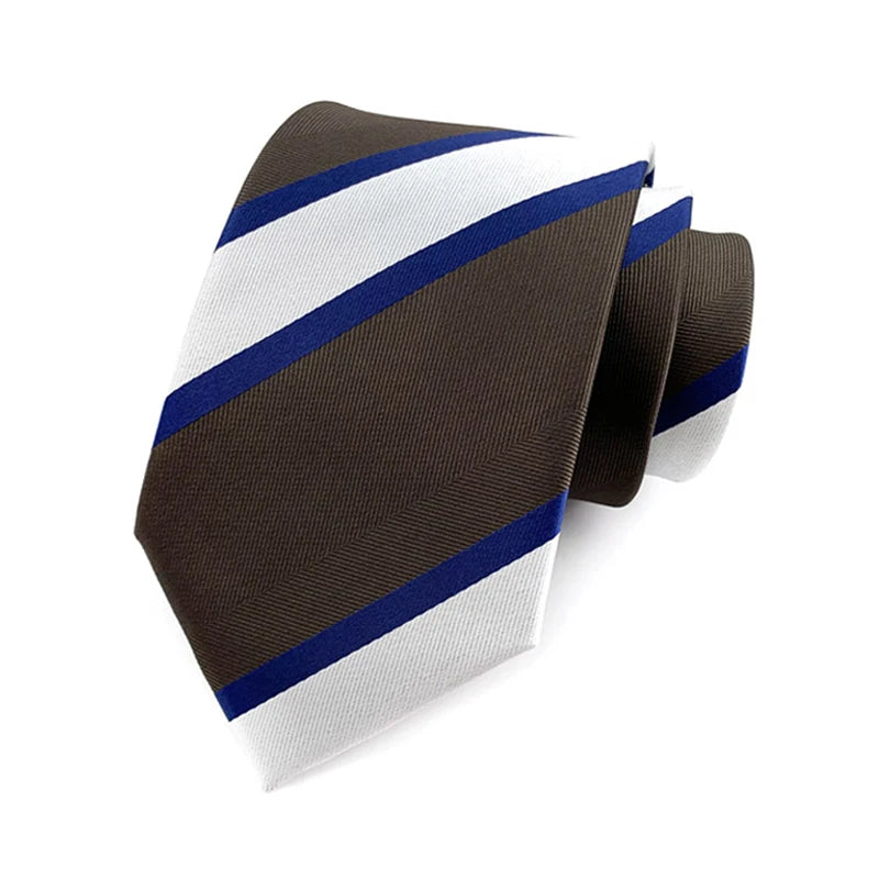 Luxury 8CM Mens Tie Necktie Striped Stripes Ties For Man Groom Jacquard Woven Neck Tie For Business Wedding Party