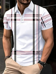 POLO shirt features a casual fashionable comfortable soft and breathable 3D striped pattern print