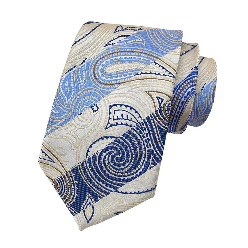Luxury 8CM Mens Tie Necktie Striped Stripes Ties For Man Groom Jacquard Woven Neck Tie For Business Wedding Party