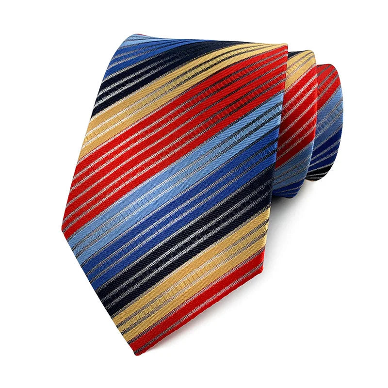 Luxury 8CM Mens Tie Necktie Striped Stripes Ties For Man Groom Jacquard Woven Neck Tie For Business Wedding Party