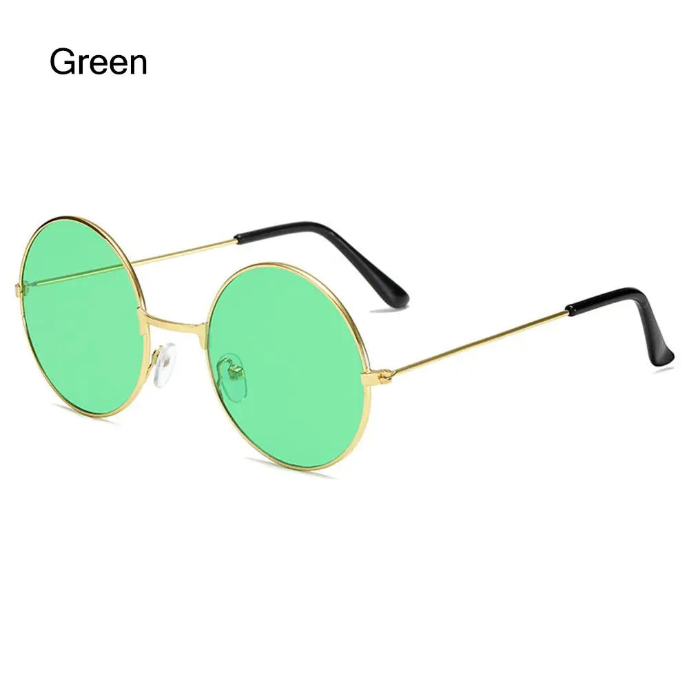 Fashion Retro Black UV400 Protection Shades Sun Glasses Trendy Small Round Sunglasses for Women Men Metal Frame For Travel Beach