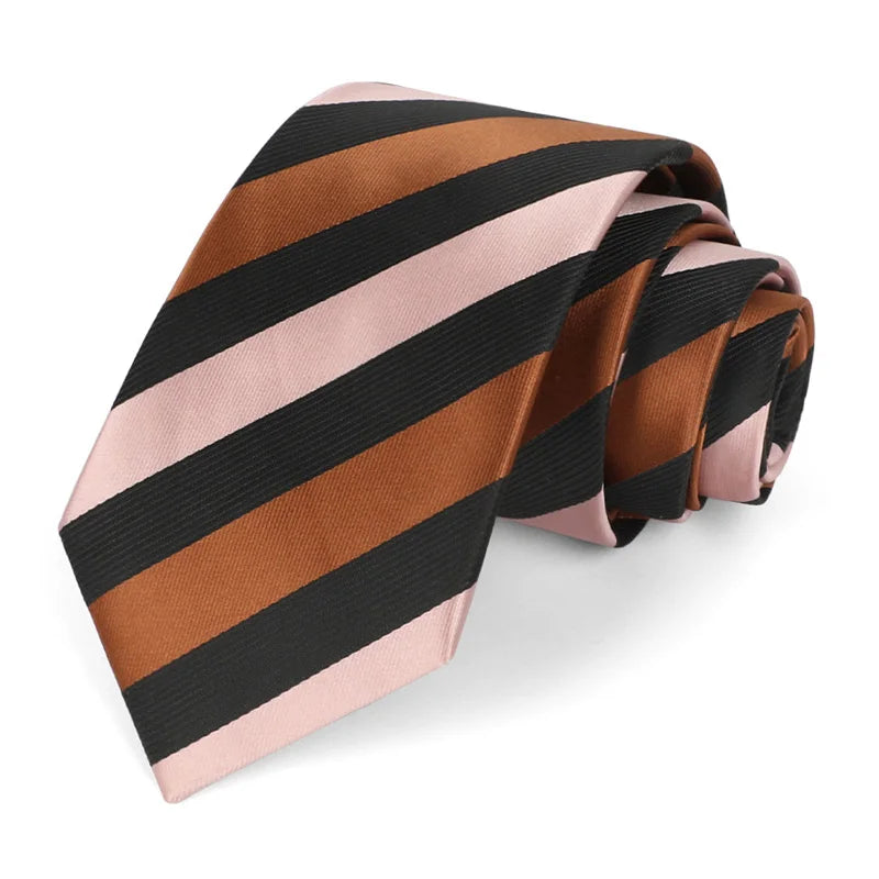 Luxury 8CM Mens Tie Necktie Striped Stripes Ties For Man Groom Jacquard Woven Neck Tie For Business Wedding Party