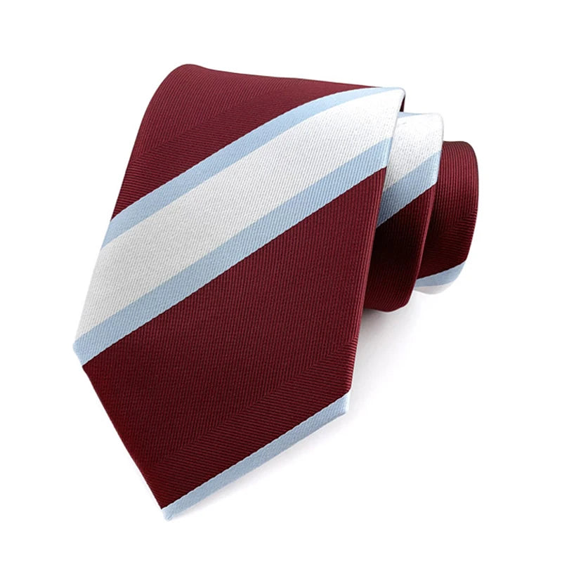 Luxury 8CM Mens Tie Necktie Striped Stripes Ties For Man Groom Jacquard Woven Neck Tie For Business Wedding Party