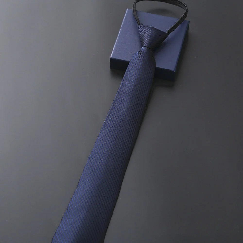 Elegant 8CM Lazy Ties Blue Black Red Striped Men Shirt Business Dress Zipper Tie Neckties Vestisens Accessories Wedding Groom