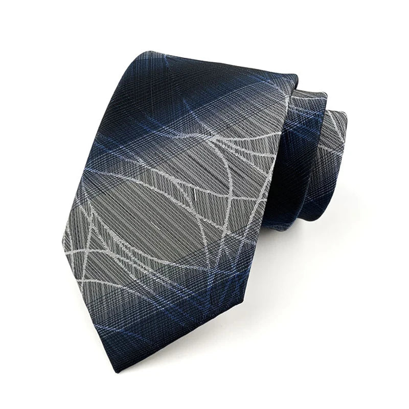 Luxury 8CM Mens Tie Necktie Striped Stripes Ties For Man Groom Jacquard Woven Neck Tie For Business Wedding Party