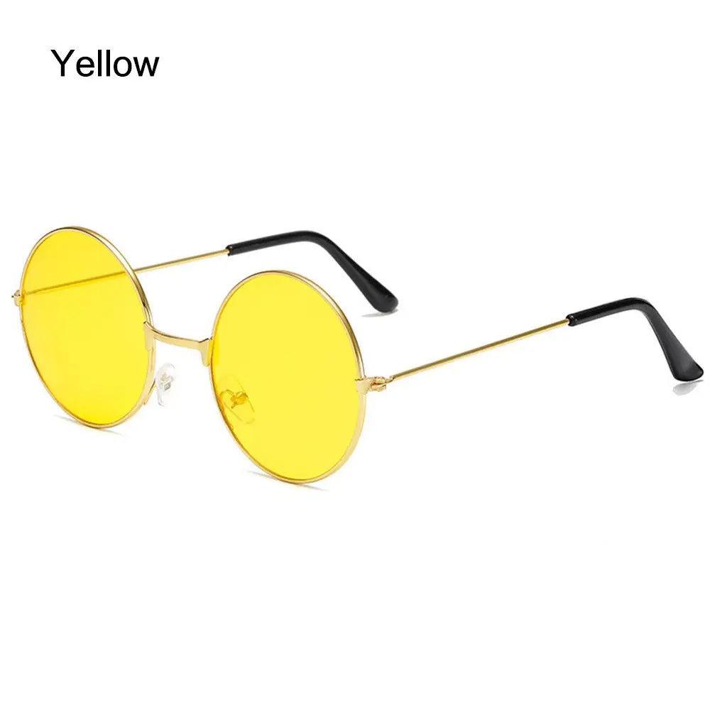 Fashion Retro Black UV400 Protection Shades Sun Glasses Trendy Small Round Sunglasses for Women Men Metal Frame For Travel Beach