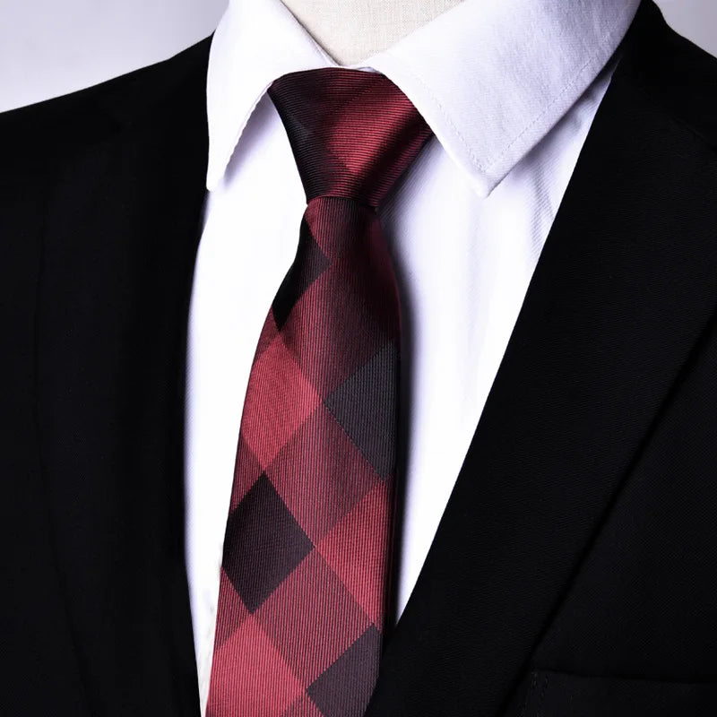 7cm Mens Tie Pre-tied Easy Wear Neck Tie Zipper Lazy Pre-tied Korean Style Stripes Dot Plaid Business Wedding Necktie