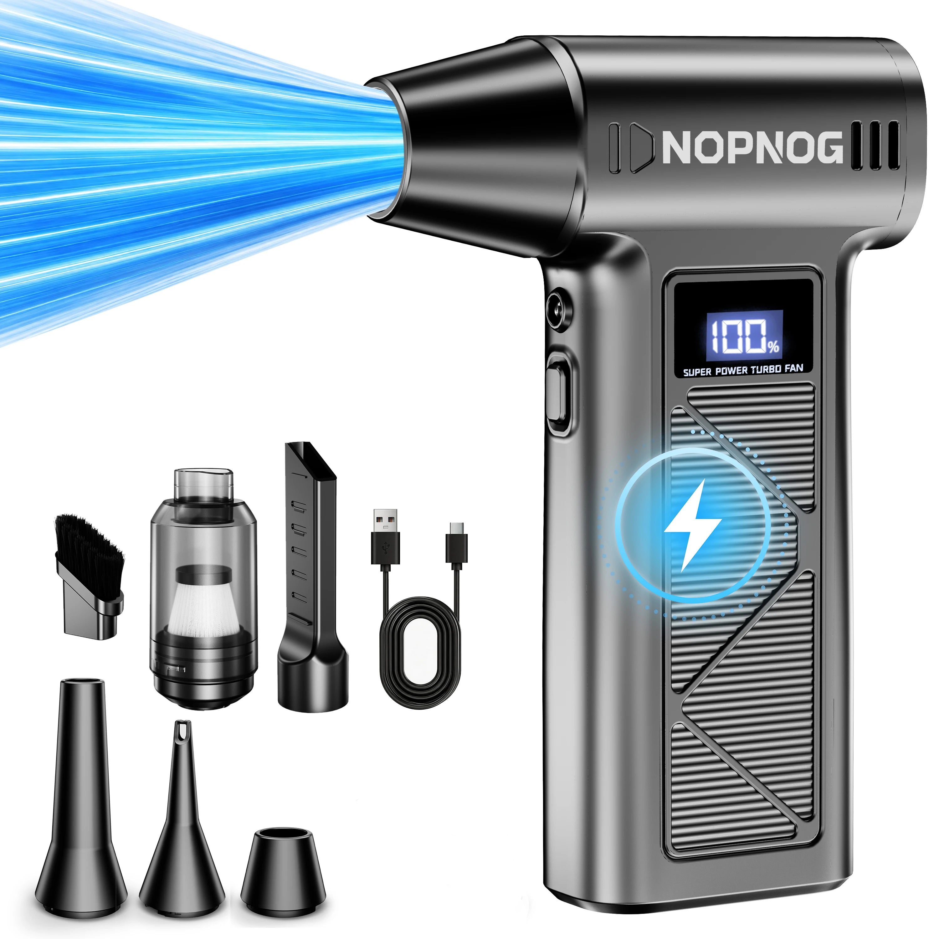 Turbo Fan Violent Jet Blower Cleaning Tools Car Vacuum Cleaner Summer Universal Hair Dryer Electric Air Duster Auto Dust Collector for Car Home Computer Keyboard Camera Outdoors Fan