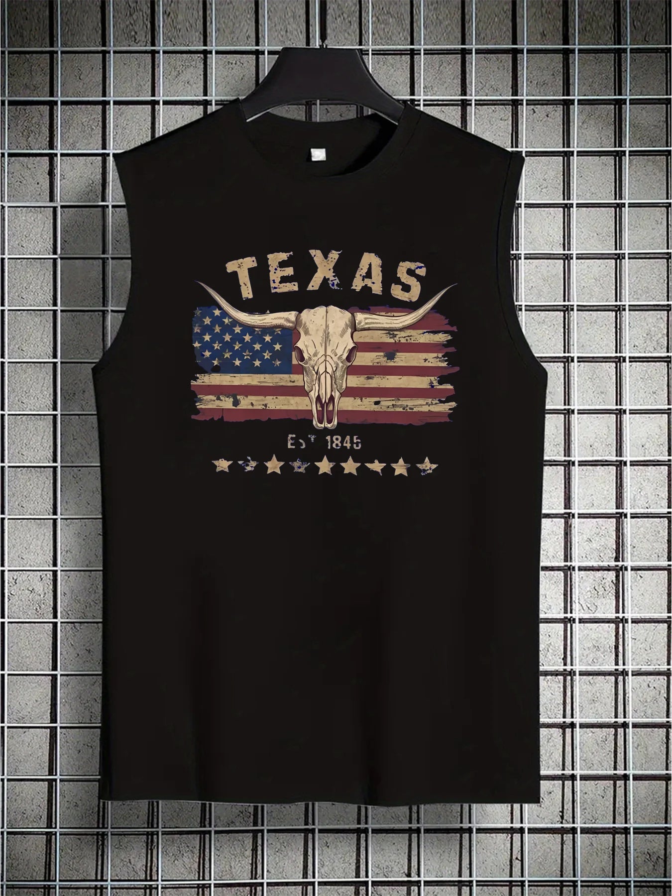 100% cotton men's summer wild west bull head print casual sports loose and comfortable breathable round neck sleeveless vest