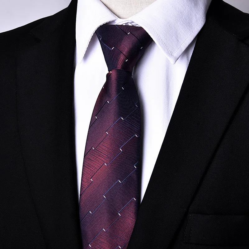 7cm Mens Tie Pre-tied Easy Wear Neck Tie Zipper Lazy Pre-tied Korean Style Stripes Dot Plaid Business Wedding Necktie
