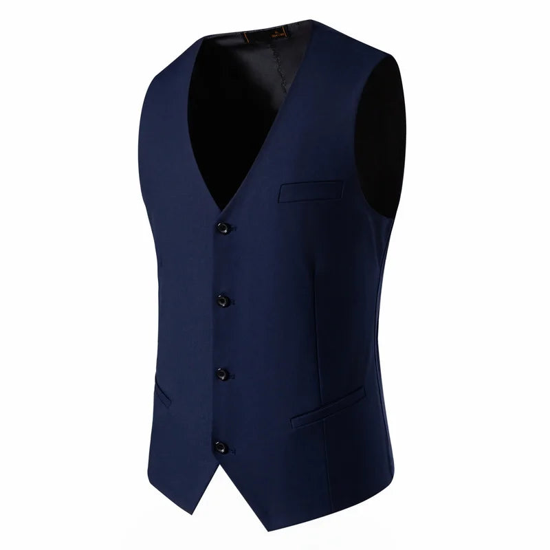 Mens Suit Vest Smart Casual Sleeveless Vest Single Breasted Solid Color
