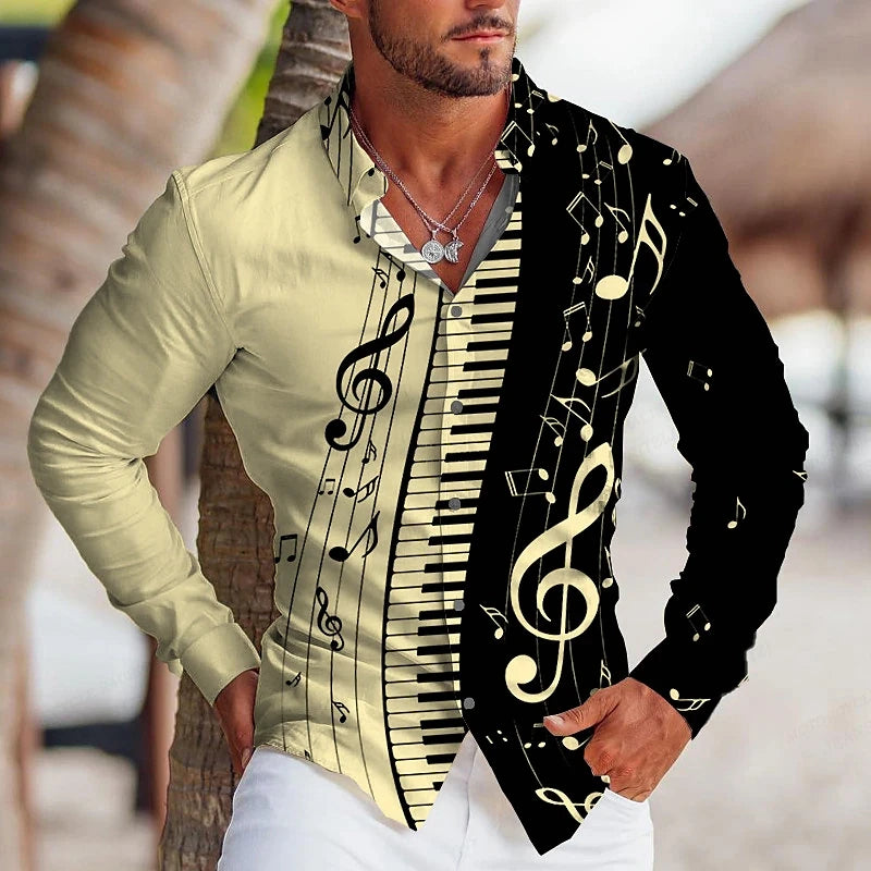 Electronic organ Hawaiian Shirts Music 3d Printed Shirts Men Fashion