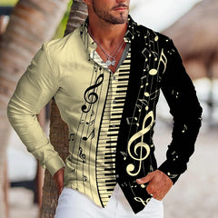 Electronic organ Hawaiian Shirts Music 3d Printed Shirts Men Fashion