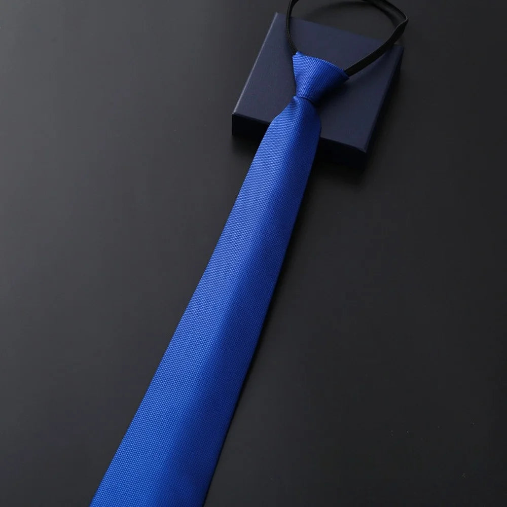 Elegant 8CM Lazy Ties Blue Black Red Striped Men Shirt Business Dress Zipper Tie Neckties Vestisens Accessories Wedding Groom
