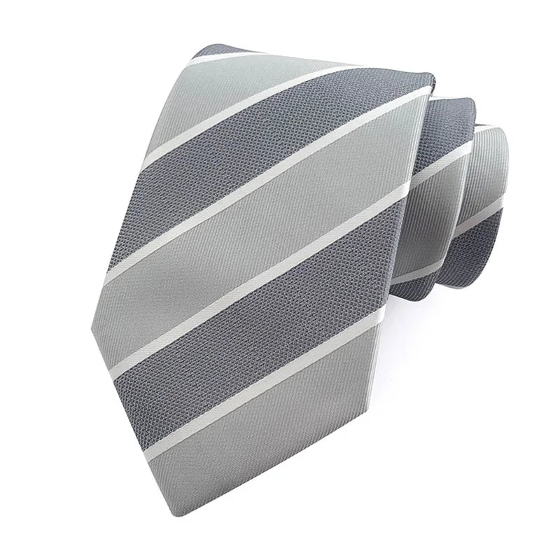 Luxury 8CM Mens Tie Necktie Striped Stripes Ties For Man Groom Jacquard Woven Neck Tie For Business Wedding Party
