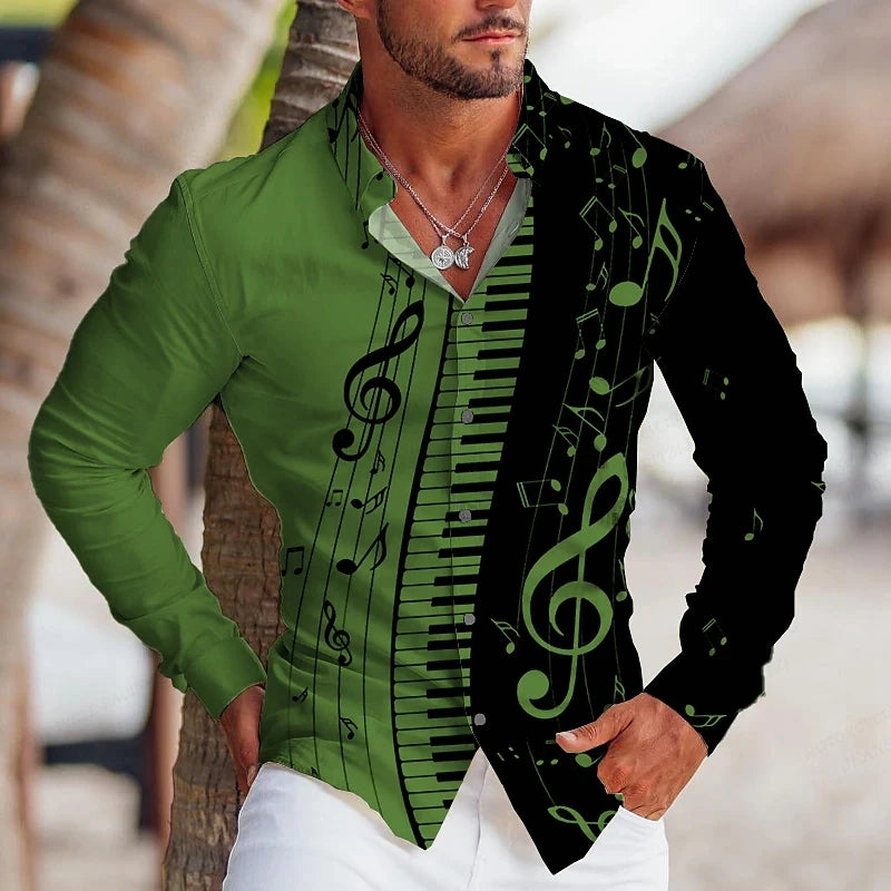 Electronic organ Hawaiian Shirts Music 3d Printed Shirts Men Fashion