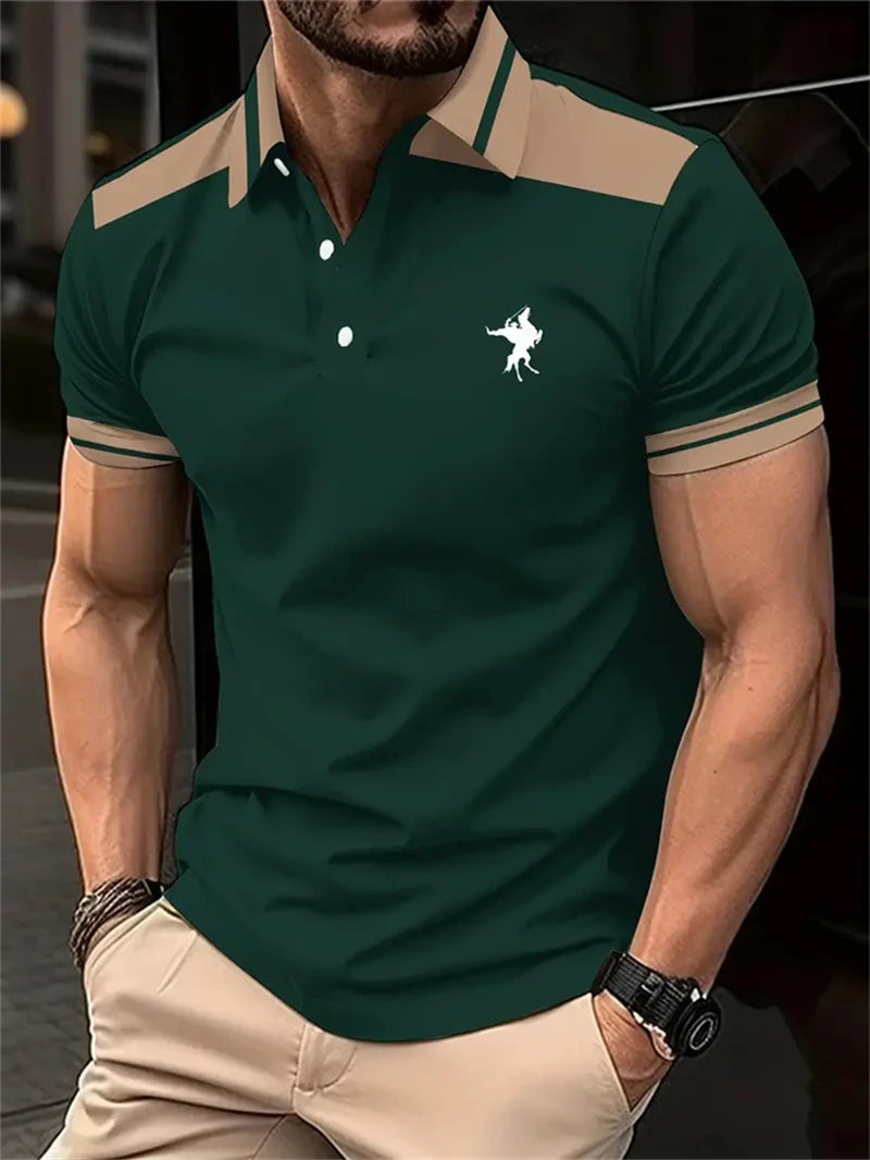 Simple Stripe Horse Graphic Polo Shirts For Men Summer Fashion 3D Printed Short Sleeve Polo Shirt Cool Streetwear Lapel Tees